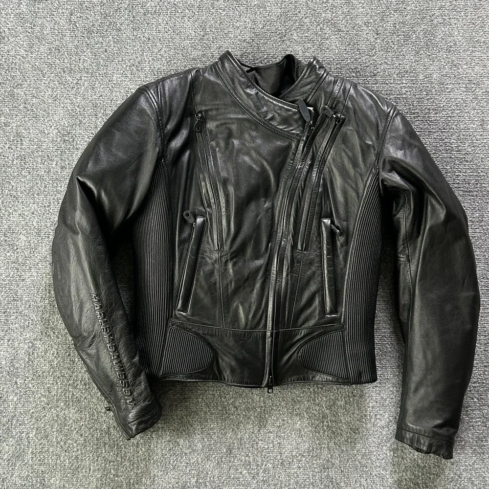 Harley Davidson FXRG Jacket Womens Medium Black Leather Motorcycle Armored‎